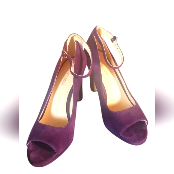 Enzo Angiolini Women's Ankle Buckle Strap Purple Suede Size 7.5 - Picture 2 of 9